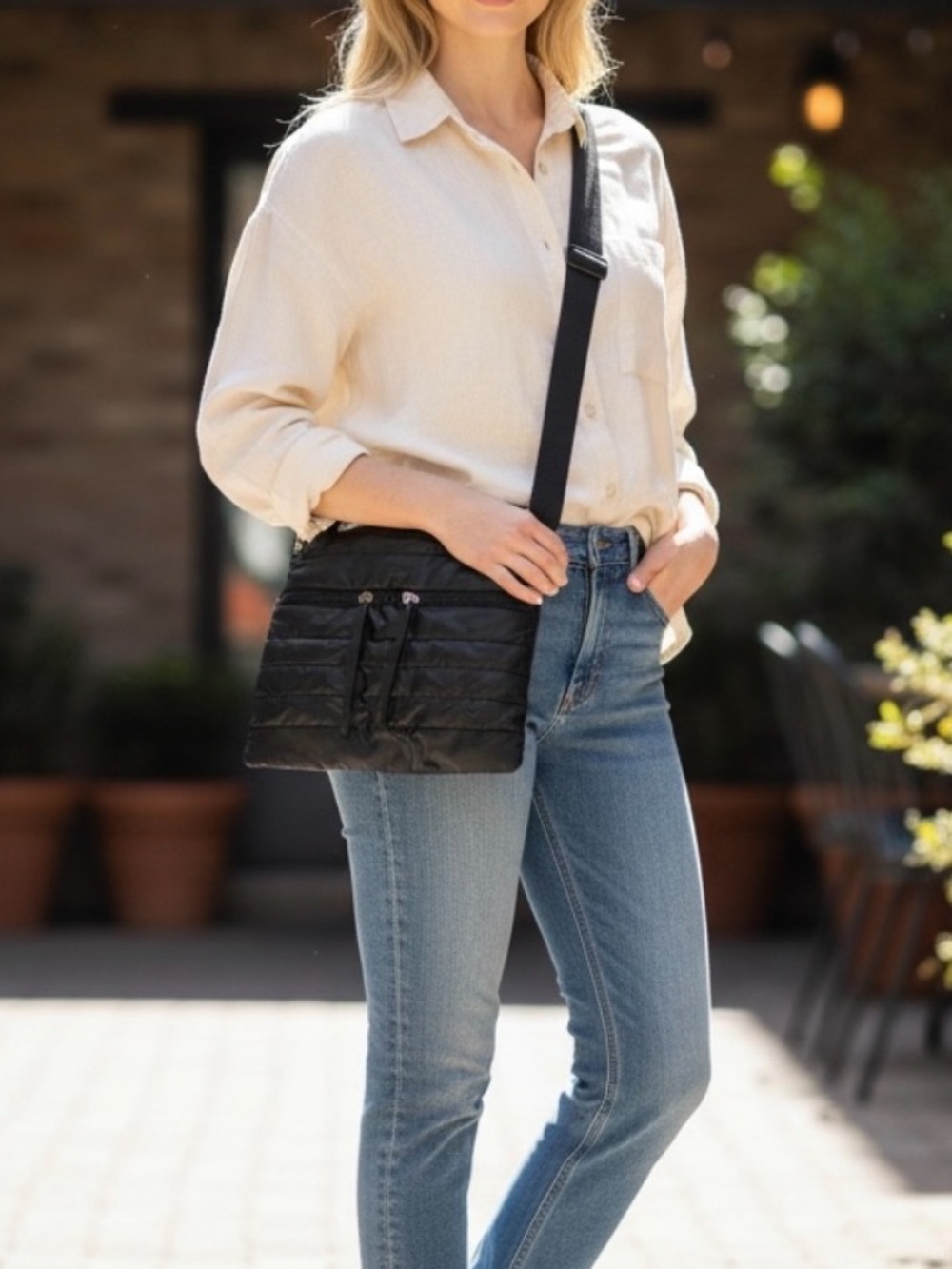 Sondra Roberts | Squared | Black |Crossbody Bag Adjustable Strap